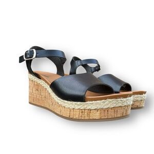 Sonoma Esmae Espadrille Women's Black Wedge Sandals Shoes Open Toe Size 6.5